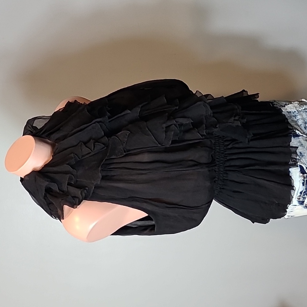 ROBBI‎ & NIKKI Sheer Silk Ruffle Top Vintage Victorian Y2K Size Small Fairy Goth - Picture 2 of 10